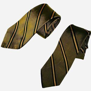 Vintage 1960s Rosenthal-Maretz Co. Green and Gold Striped Silk Neck ties